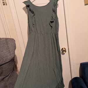 Green Cotton Sleeveless Long Dress